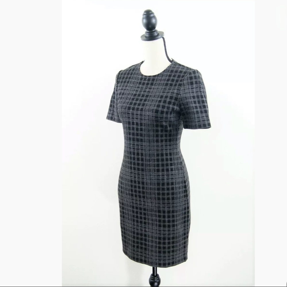 Theory Rijik Structured Knit Stretch Pattern Dress - Picture 2 of 8